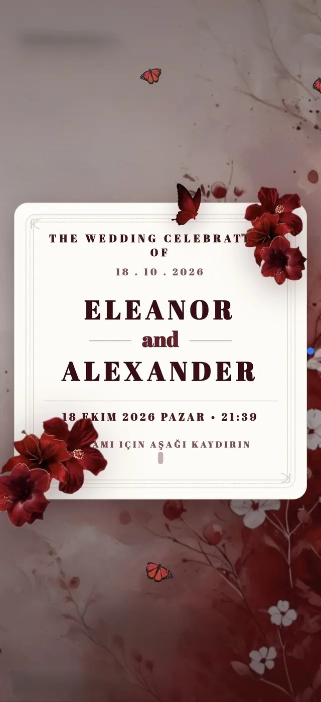 Crimson Velvet invitation theme on a phone screen